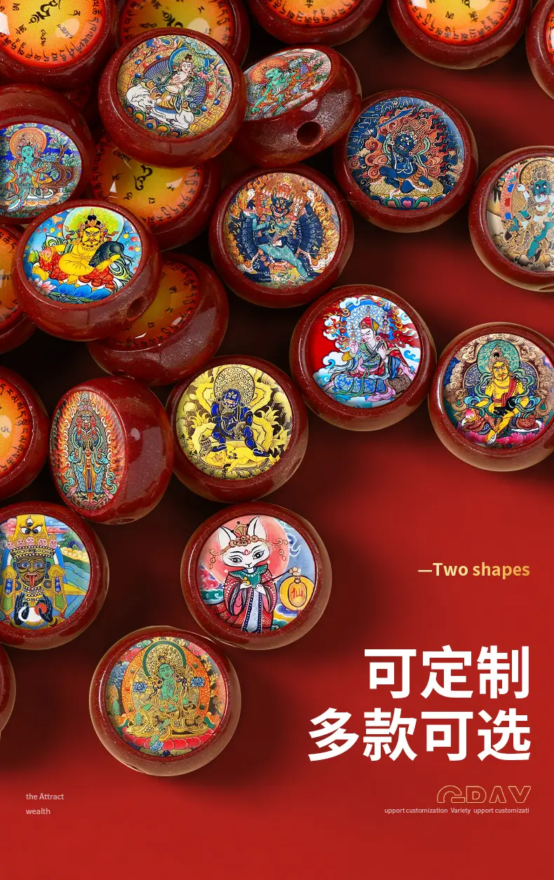 Cinnabar Thangka Pendant Bracelet for Girls Customizable Design — feature 7