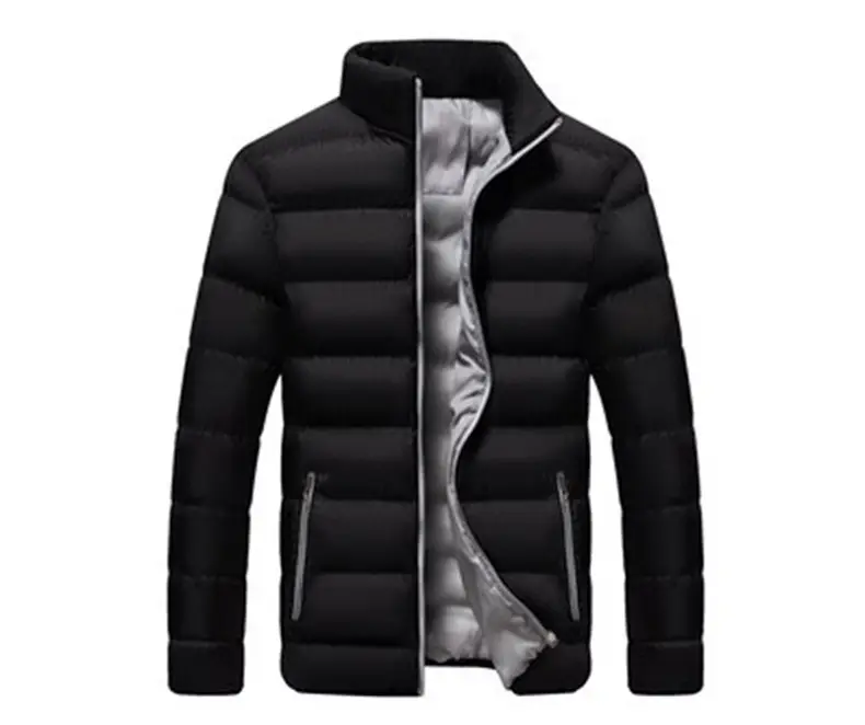 Men's Black Winter Puffer Jacket with Hood Stand Collar — feature 13