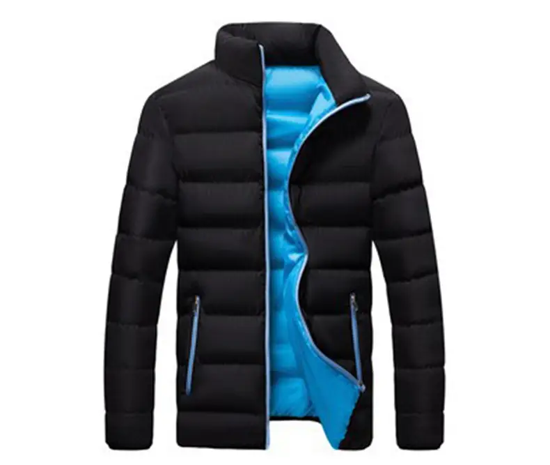 Men's Black Winter Puffer Jacket with Hood Stand Collar — feature 14