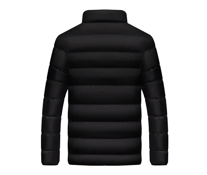 Men's Black Winter Puffer Jacket with Hood Stand Collar — feature 17