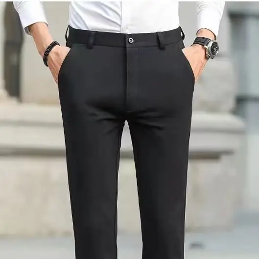 Men's Grey Slim Fit Stretch Pants Spring Autumn
