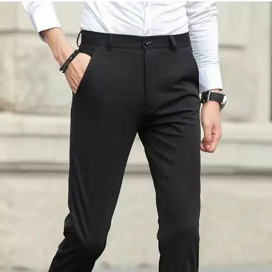 Men's Grey Slim Fit Stretch Pants Spring Autumn
