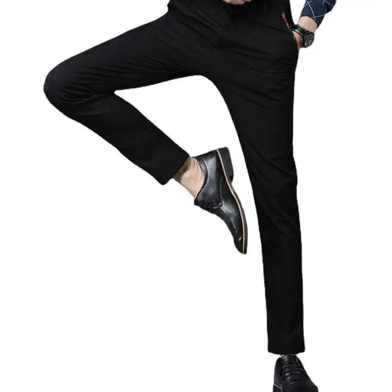 Men's Grey Slim Fit Stretch Pants Spring Autumn