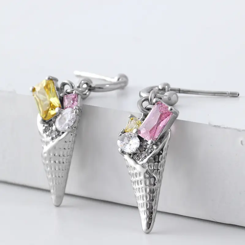 Ice Cream Zircon Stud Earrings Silver 925 - Image 4
