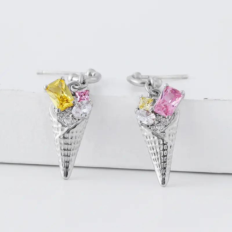 Ice Cream Zircon Stud Earrings Silver 925 - Image 5