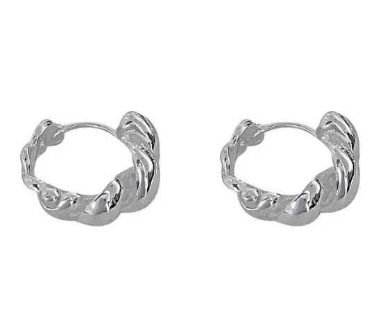 S925 Sterling Silver Twist Ear Buckle Spring Shape Earrings - Image 2