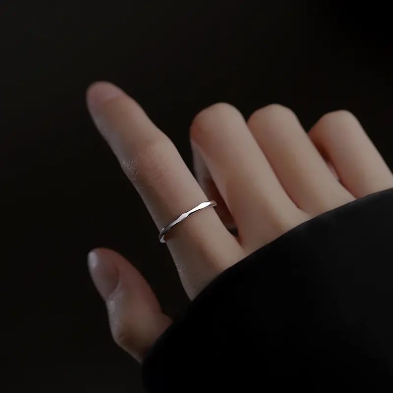 Women's Open Finger Ring Plain Silver Summer Style - Image 2