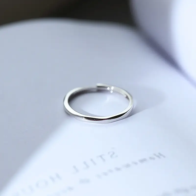 Women's Open Finger Ring Plain Silver Summer Style - Image 5