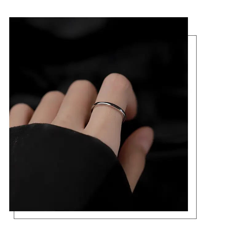 Women's Open Finger Ring Plain Silver Summer Style — feature 24