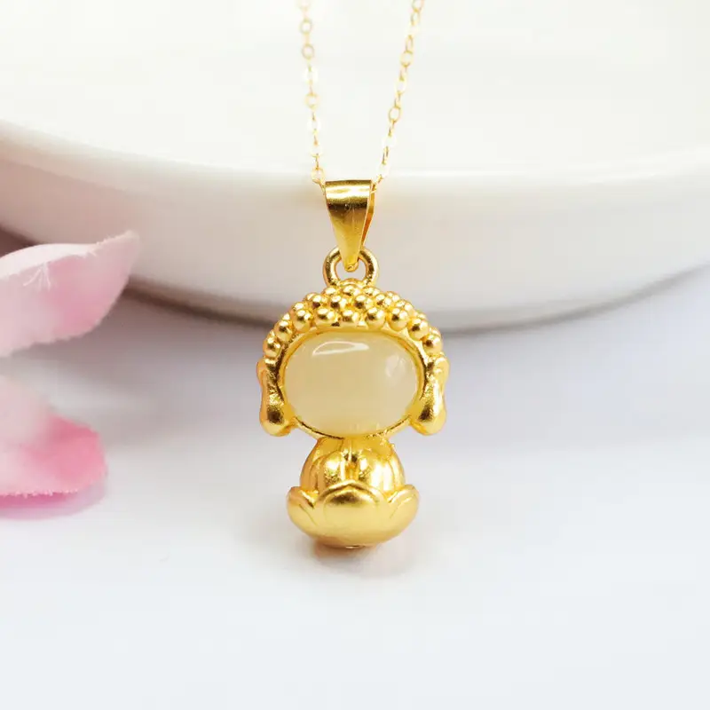 Guan Yu S925 Silver Inlaid Natural Hetian Jade Pendant for Women — feature 9