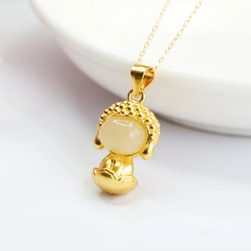 Guan Yu S925 Silver Inlaid Natural Hetian Jade Pendant for Women — feature 10