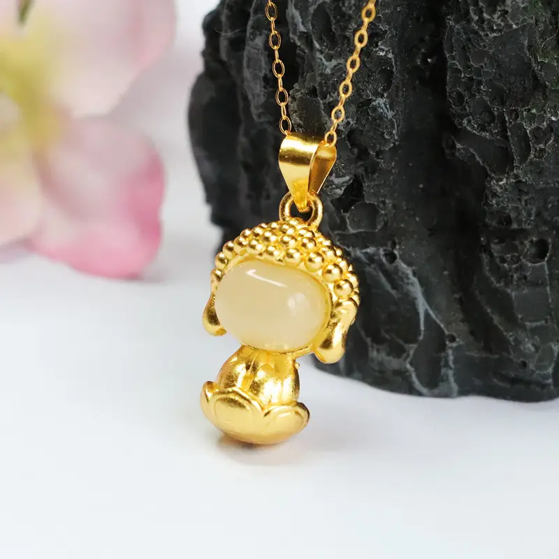 Guan Yu S925 Silver Inlaid Natural Hetian Jade Pendant for Women — feature 5