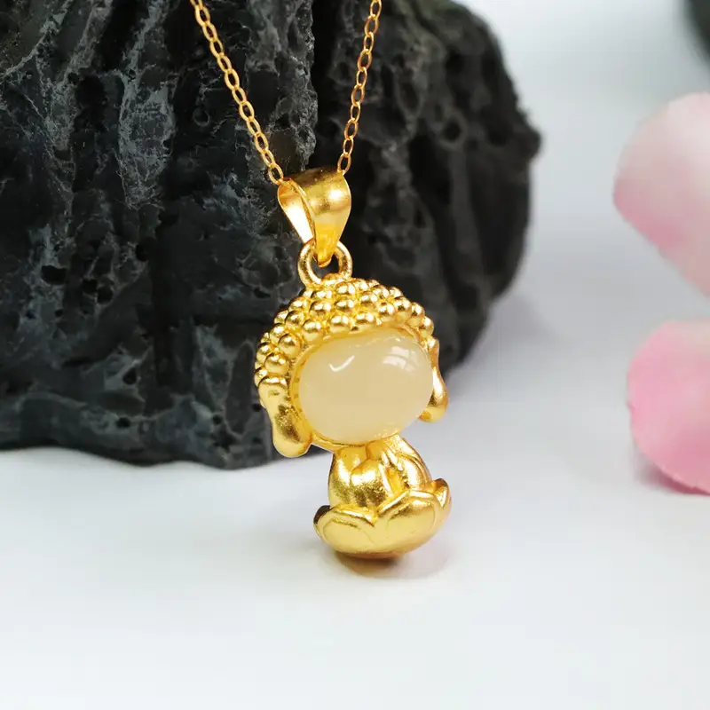 Guan Yu S925 Silver Inlaid Natural Hetian Jade Pendant for Women — feature 6