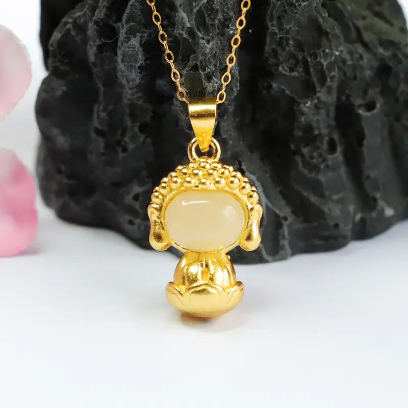 Guan Yu S925 Silver Inlaid Natural Hetian Jade Pendant for Women — feature 4