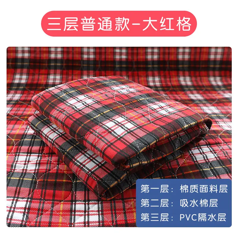 Waterproof Plaid Diaper Mattress Pad for Elderly - Image 2