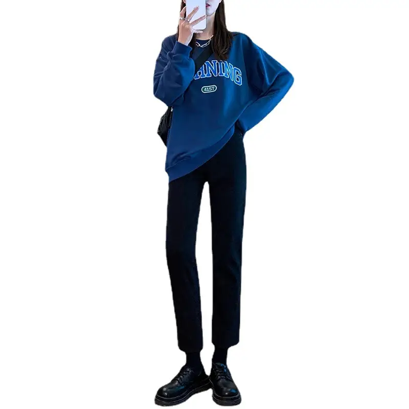 Women Black Slim Fit Jeans Autumn Pants Set Large - Image 8