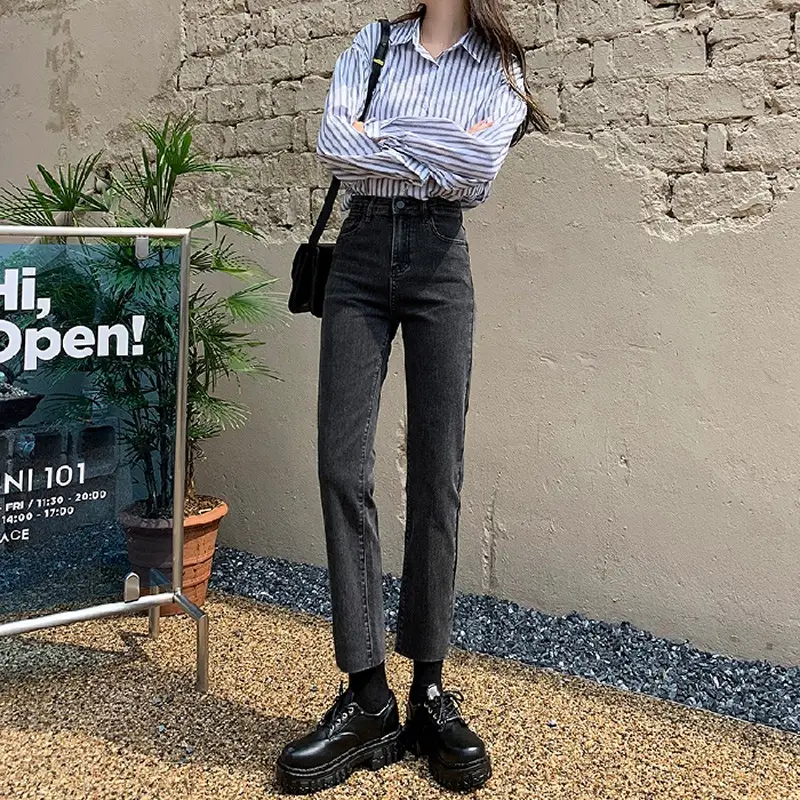 Women Black Slim Fit Jeans Autumn Pants Set Large - Image 2