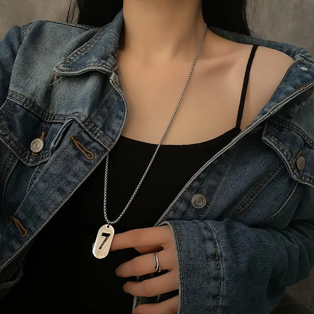 Women's Silver 7 Pendant Sweater Necklace Autumn Winter 2022 - Image 5