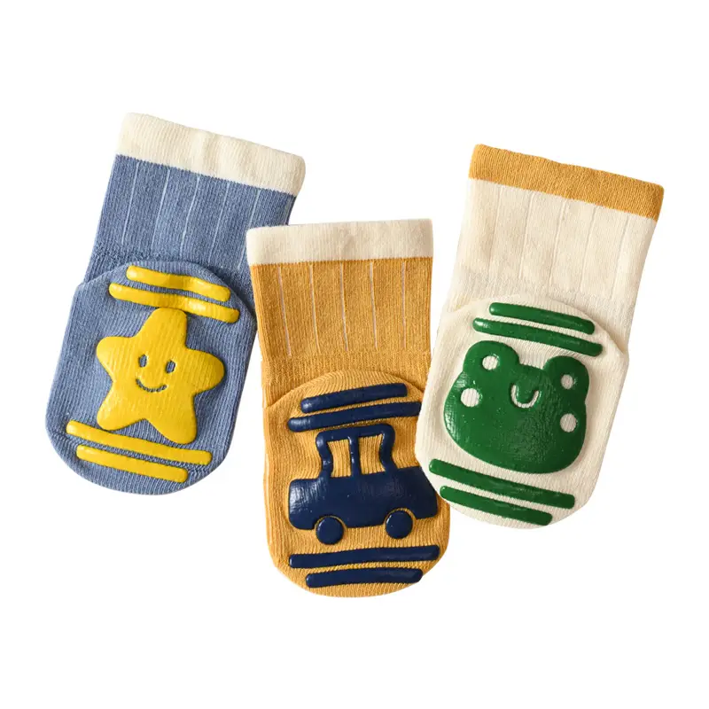 Baby Non-Slip Floor Socks Blue Yellow Star Design