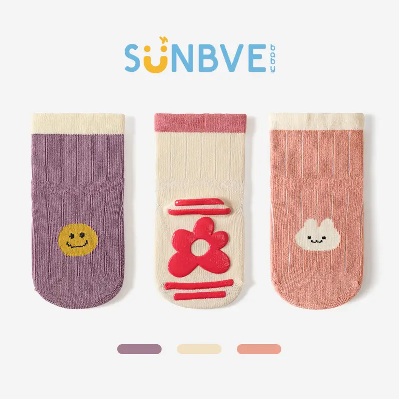 Baby Non-Slip Floor Socks Blue Yellow Star Design