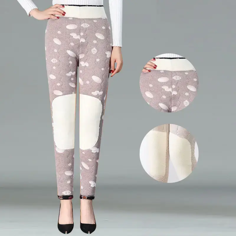 Fleece-lined Warm Slim Fit Cotton Pants Women's Winter Leggings - Image 5