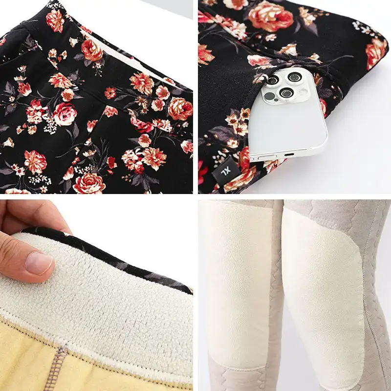 Fleece-lined Warm Slim Fit Cotton Pants Women's Winter Leggings - Image 6
