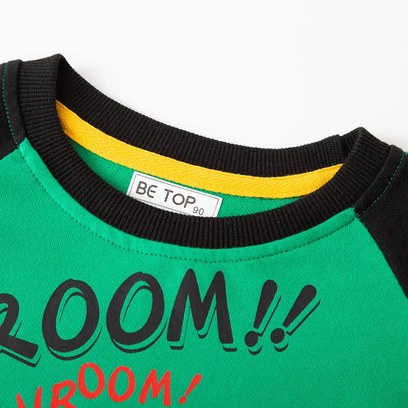2025 Kids Cartoon Sweater Green Black Pure Cotton Raglan Sleeve Top - Image 5