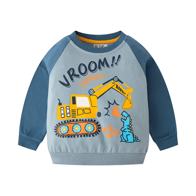 2025 Kids Cartoon Sweater Green Black Pure Cotton Raglan Sleeve Top - Image 7