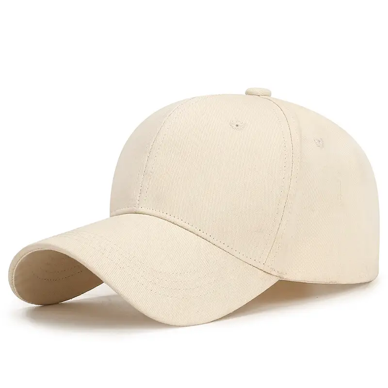 Men's Cotton Baseball Cap Adjustable Solid Beige - Image 10
