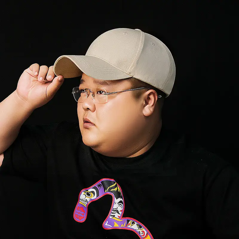 Men's Cotton Baseball Cap Adjustable Solid Beige - Image 3