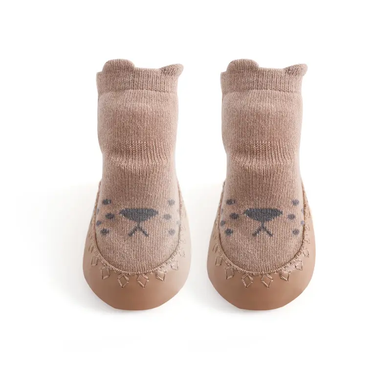 2022 Baby Soft Cotton Socks & Shoes Grey Cartoon Design