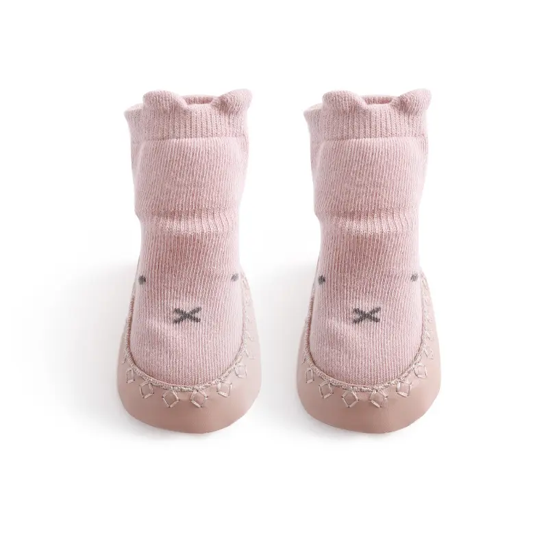 2022 Baby Soft Cotton Socks & Shoes Grey Cartoon Design
