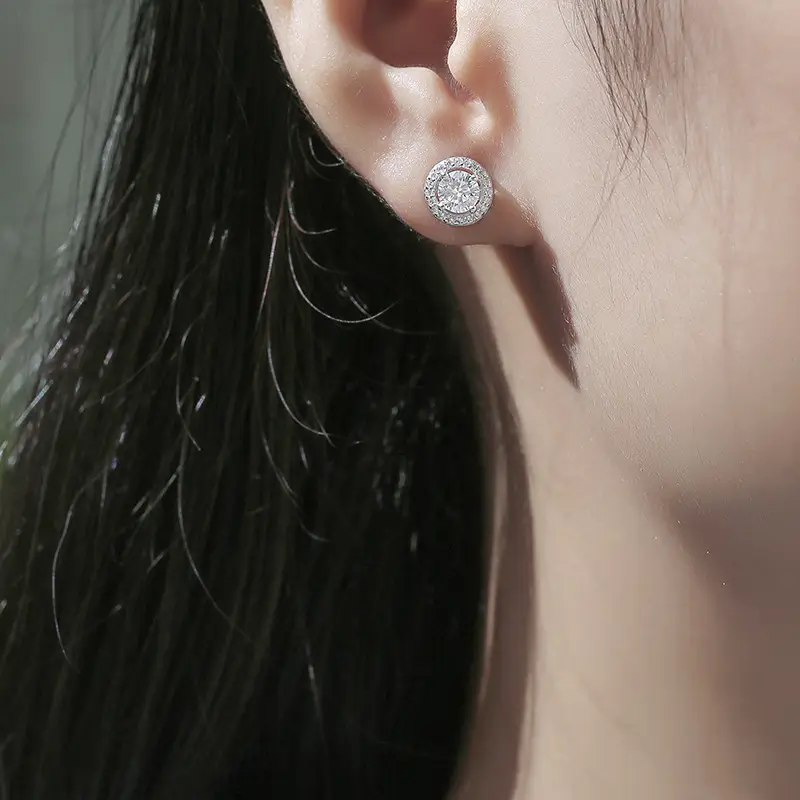 Full Diamond Round Earrings for Women