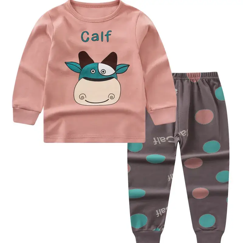 Kids Cotton Printed Pajamas Set Blue Boys Girls