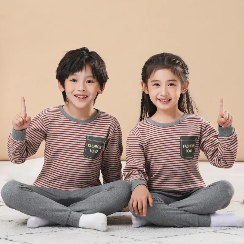 Kids Cotton Printed Pajamas Set Blue Boys Girls