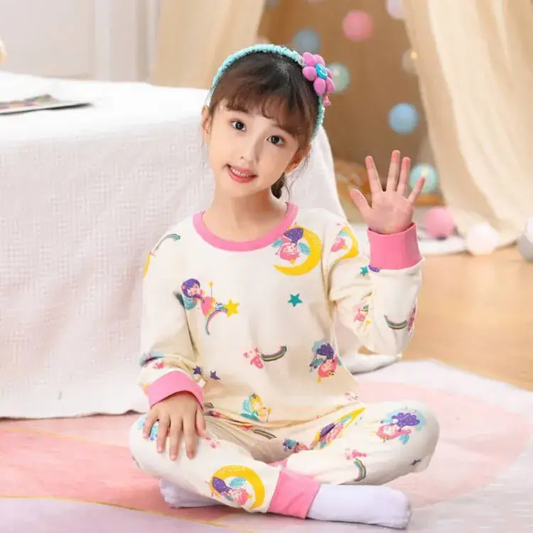 Kids Cotton Printed Pajamas Set Blue Boys Girls