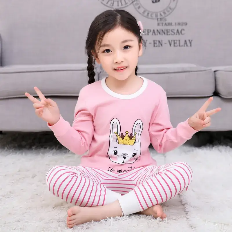 Kids Cotton Printed Pajamas Set Blue Boys Girls