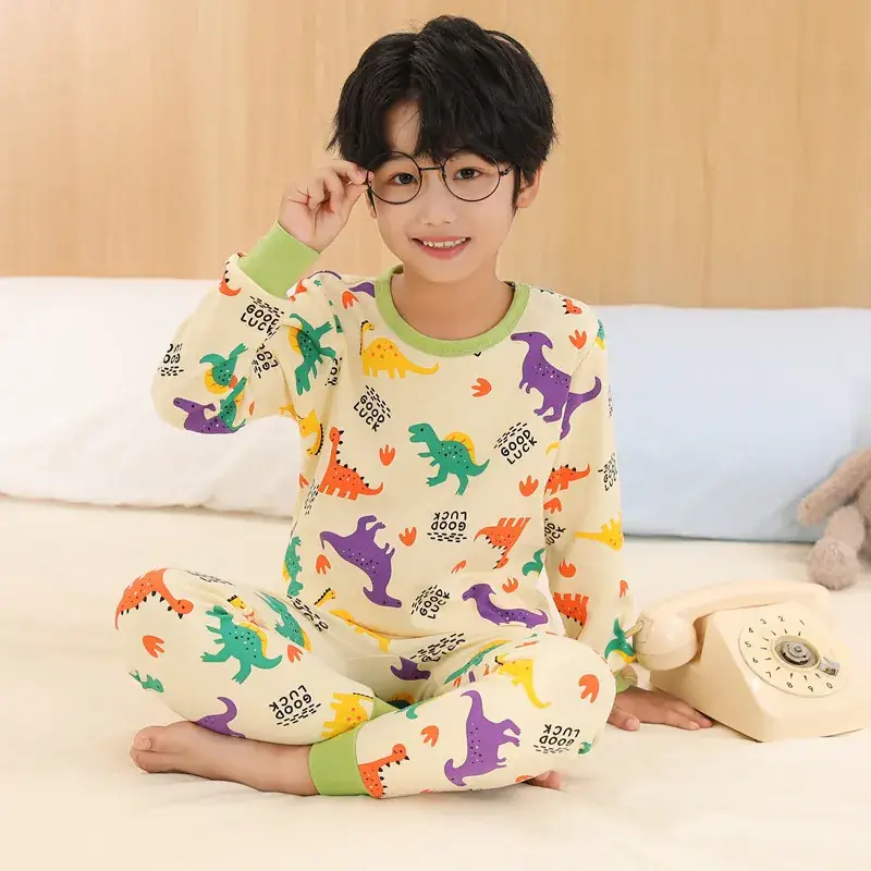 Kids Cotton Printed Pajamas Set Blue Boys Girls