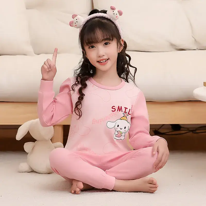 Kids Cotton Printed Pajamas Set Blue Boys Girls