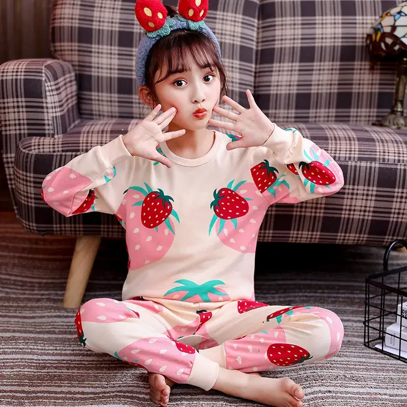 Kids Cotton Printed Pajamas Set Blue Boys Girls