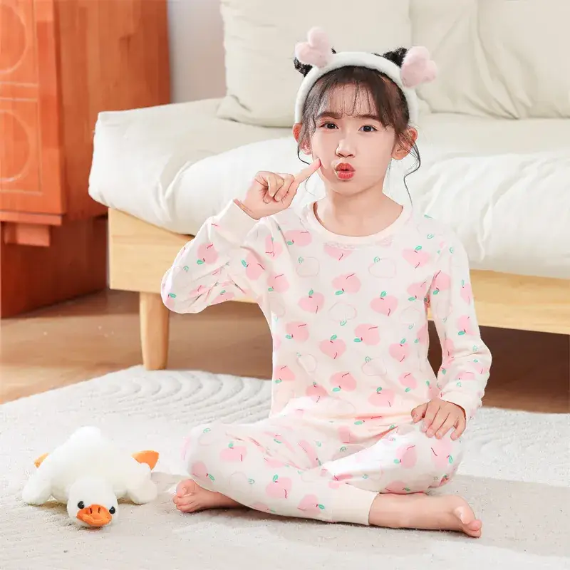 Kids Cotton Printed Pajamas Set Blue Boys Girls