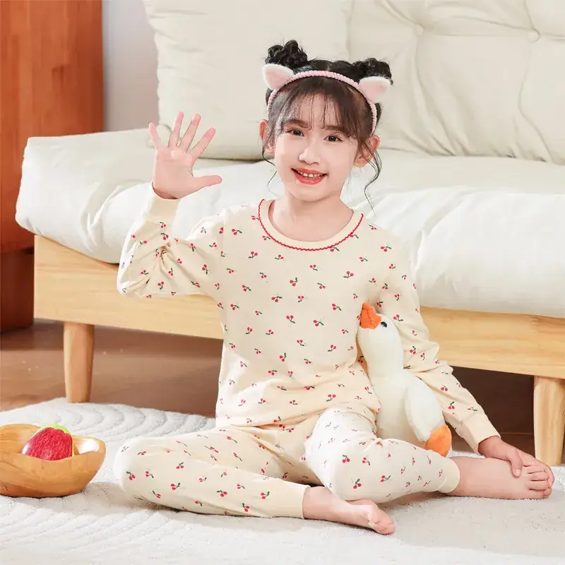 Kids Cotton Printed Pajamas Set Blue Boys Girls