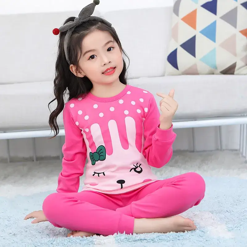 Kids Cotton Printed Pajamas Set Blue Boys Girls