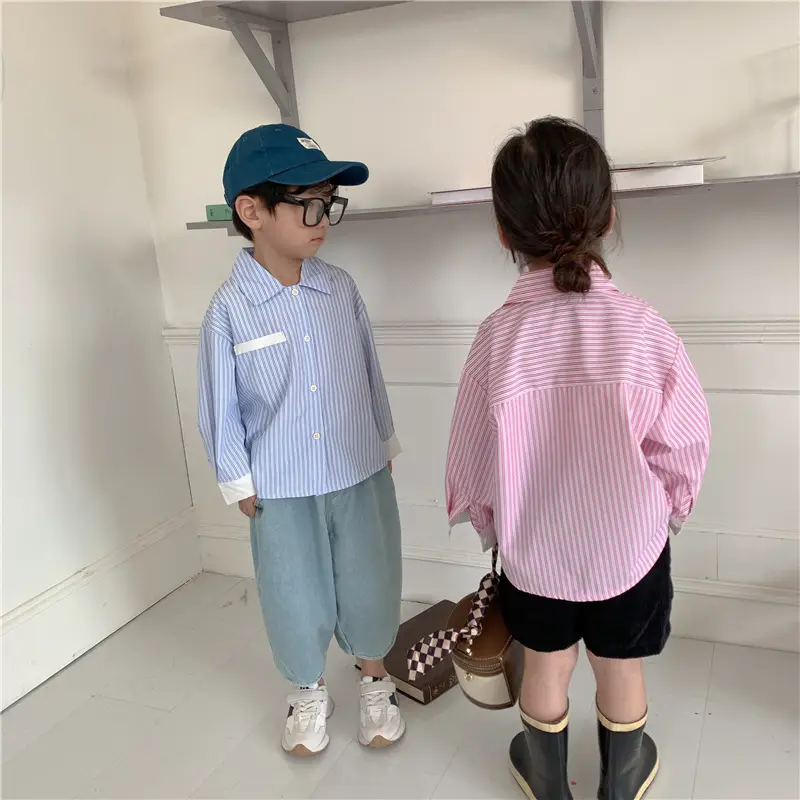 Korean Children's Autumn Striped Shirt Set — feature 10