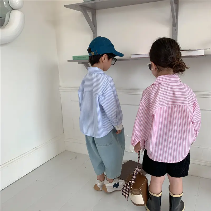 Korean Children's Autumn Striped Shirt Set — feature 11