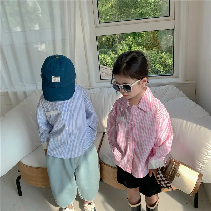 Korean Children's Autumn Striped Shirt Set — feature 14