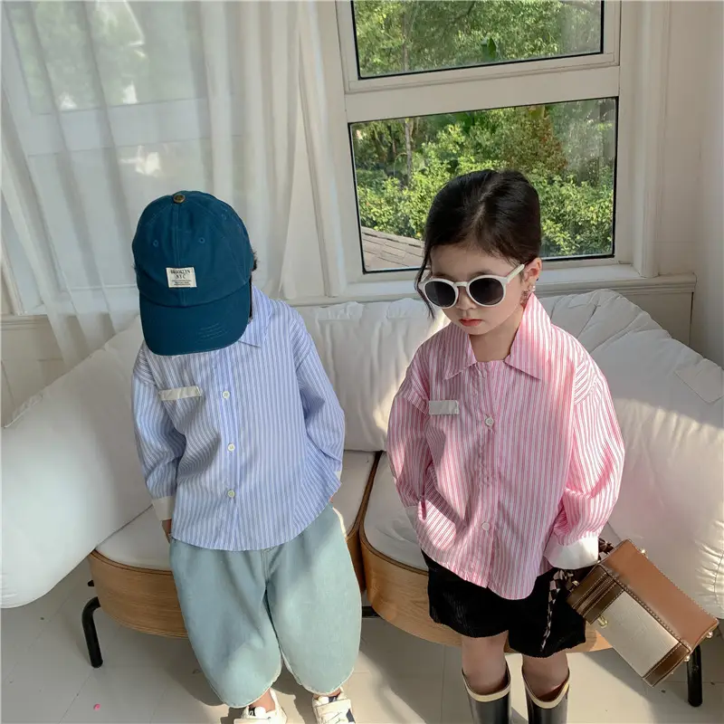 Korean Children's Autumn Striped Shirt Set — feature 15