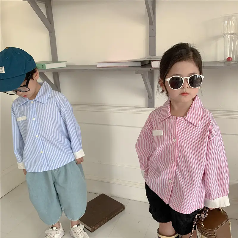 Korean Children's Autumn Striped Shirt Set — feature 21