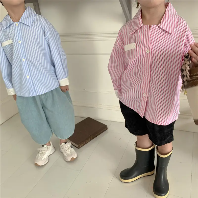 Korean Children's Autumn Striped Shirt Set — feature 22