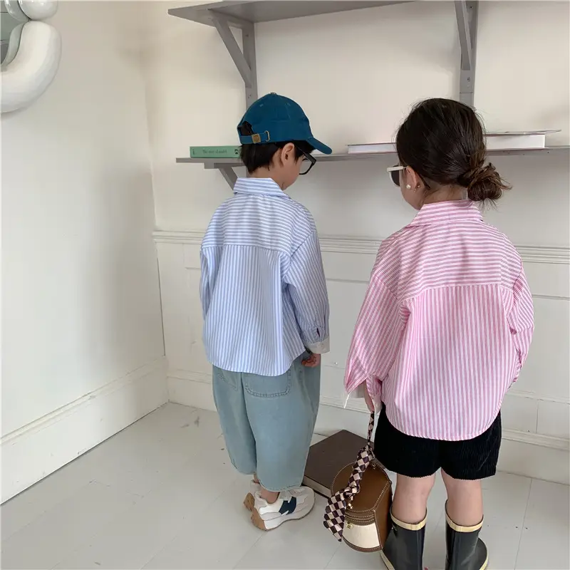 Korean Children's Autumn Striped Shirt Set — feature 23